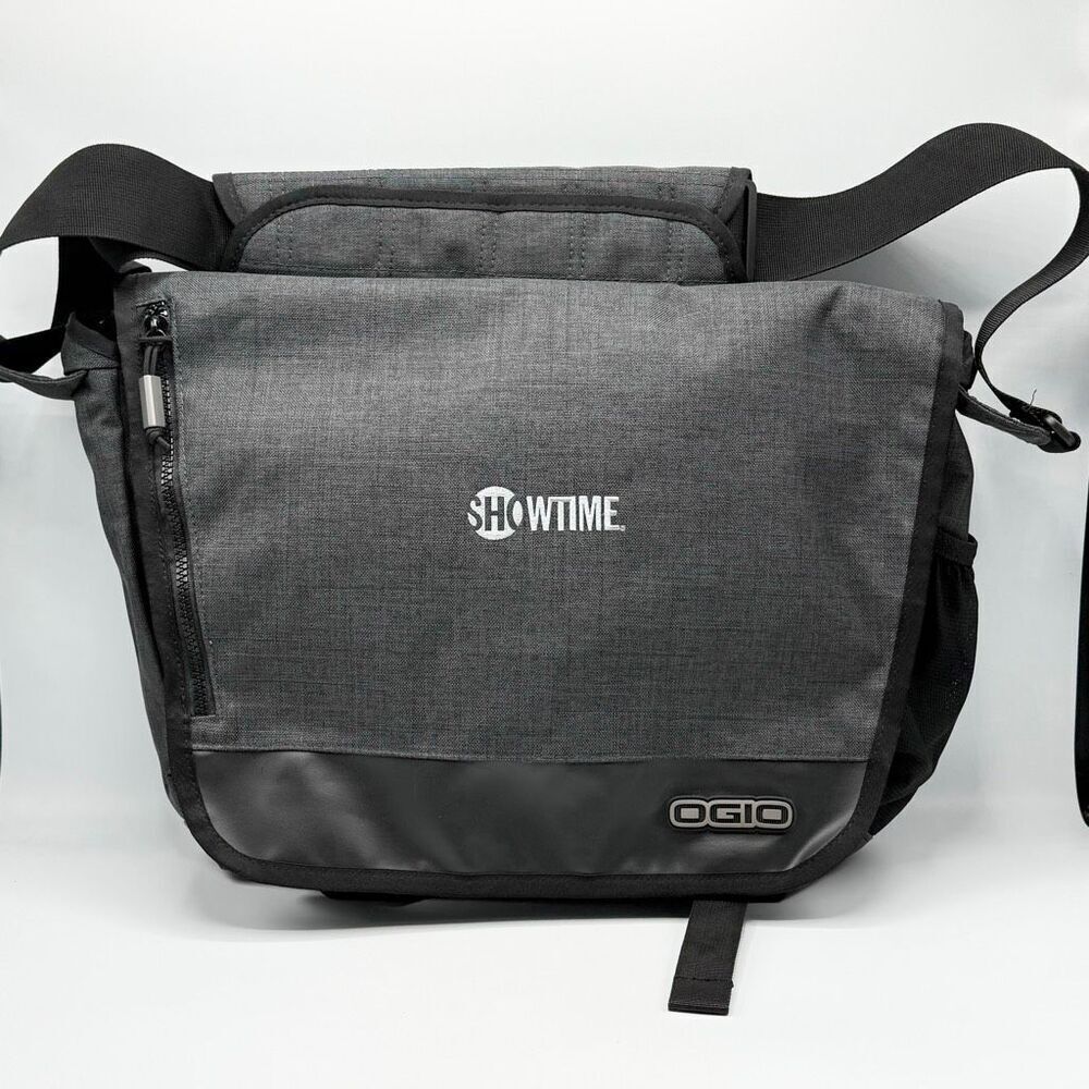 Ogio Charcoal Grey Canvas Sly Black Messenger Bag New Embroidered